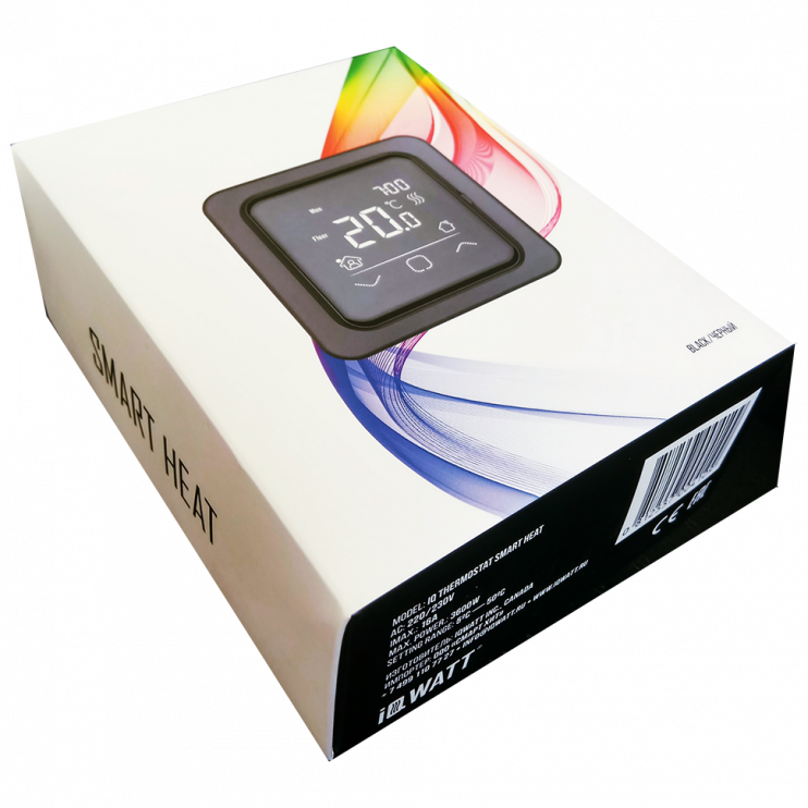 Программируемый терморегулятор с сенсорным дисплеем SMART HEAT BLACK
